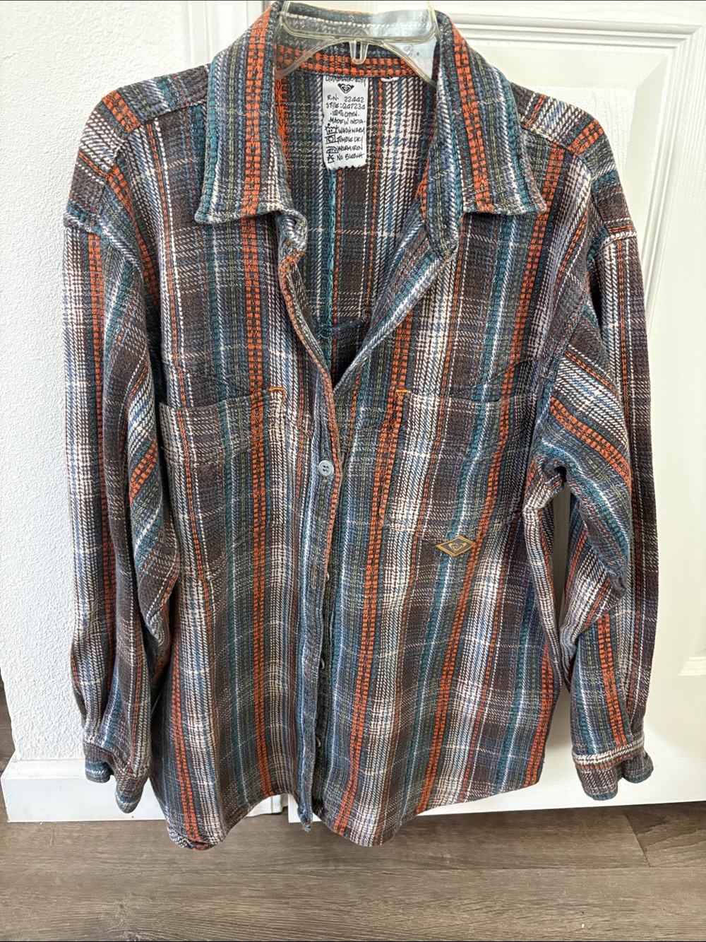 Quiksilver Multicolor Plaid Button-Up Jacket - Orange, Blue, Brown